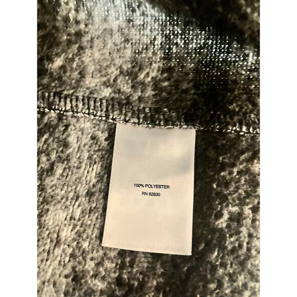 Lands' End 1/4 Zip Sherpa Black White Gray Ombre Stripe Pullover Sweater Size M - Picture 9 of 10